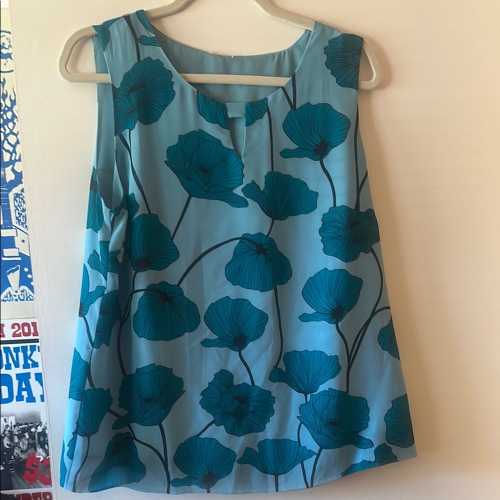 CAbi Blue Floral Blouse